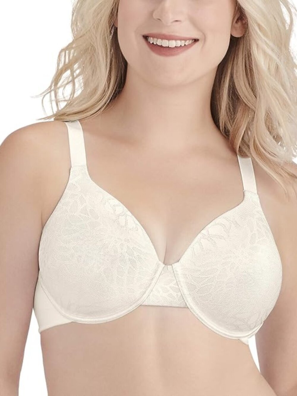 NWT Vanity Fair Underwire Bra Coconut White Lace 44D
